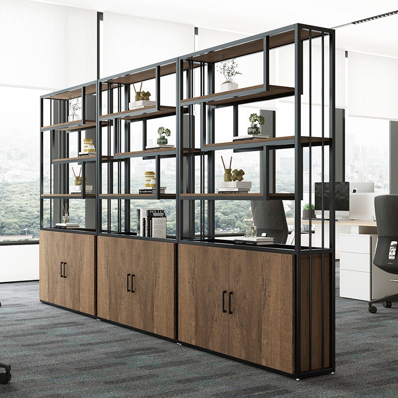 工业风装饰铁艺i隔断办公室置物架落地屏风柜客厅玄关花架书架简 - 图1