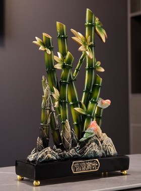 新中式招财富贵节m节高升竹子摆件客厅玄关酒柜装饰品乔迁新居礼