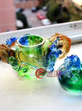 古法琉璃摆件福壶茶壶创意家居饰品商务会议礼品朋友同事生日礼物