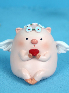 可爱小猪摆件创意漂亮高档祝福动物汽车载K送男女朋友生日礼物情
