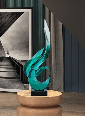 样板房新款透明树脂摆件装饰酒店大堂客厅会所玄关抽象.雕塑艺术