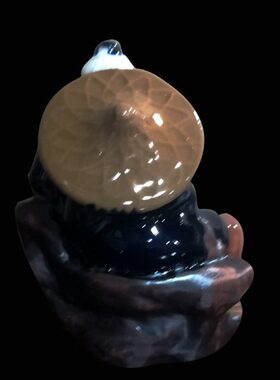 石湾公仔钓鱼家居陶瓷摆件假山山水鱼池配件鱼缸造景茶宠饰品摆设