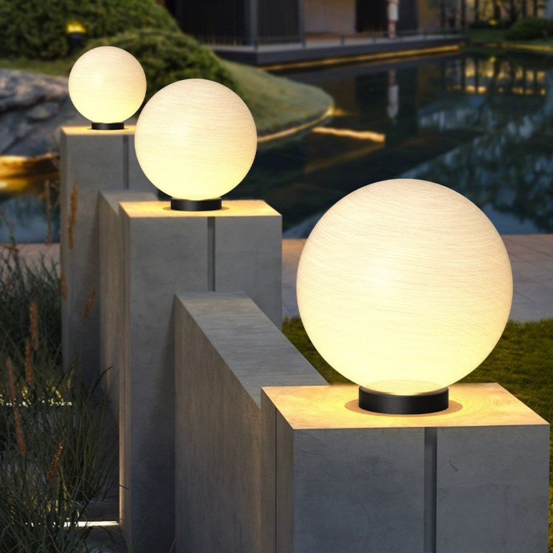 太阳能柱头灯户外l防水圆球灯别墅大门柱子灯花园围墙灯庭院围栏 - 图1