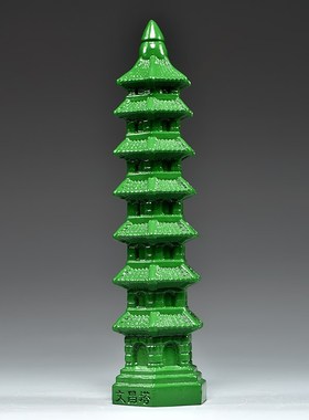 绿色桃木雕刻7层文昌塔实木摆件z9层13层文昌塔客厅玄关装饰工艺