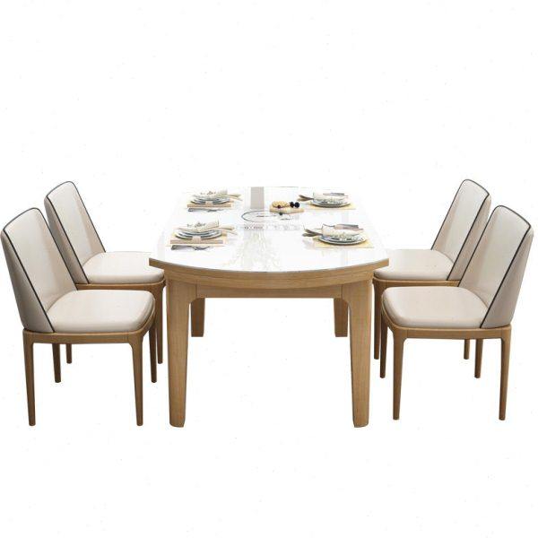 北欧餐桌椅组合现代简约小户型伸缩折叠家用带电磁炉饭桌实木餐桌,淘宝优惠券,粉丝福利购,淘宝优惠卷