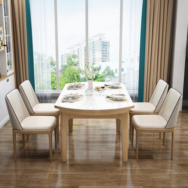 北欧餐桌椅组合现代简约小户型伸缩折叠家用带电磁炉饭桌实木餐桌,淘宝优惠券,粉丝福利购,淘宝优惠卷