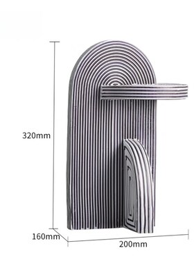 现代简约创意黑白色条纹树脂摆z件家居样板房间客厅电视柜软装饰