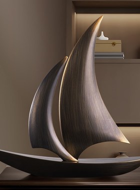 帆船摆件公司e办公室领导一帆风顺开业礼物高档高级装饰铜件送老