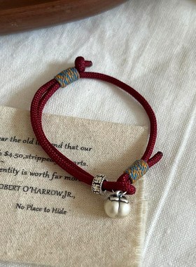 实心银坨盘缠手链纯足银平安锁小胖福新中式国Q风情侣手绳送女友