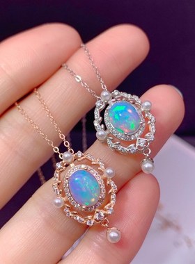 s925银吊坠空托镶珍珠款新款吊坠托女信银托镶嵌欧泊V水晶椭圆7*9