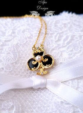 甜心红桃梅花项链爱丽丝梦游仙境天然珍珠红玛瑙复古锁骨链吊坠