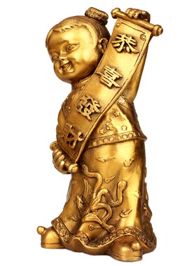 纯舟  纯铜招财童子摆件善财A童子龙女金童玉女旺财家居摆设