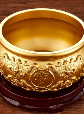 聚宝盆摆件招财聚财纯铜家用存z钱罐G黄铜米缸家居客厅店铺开业礼