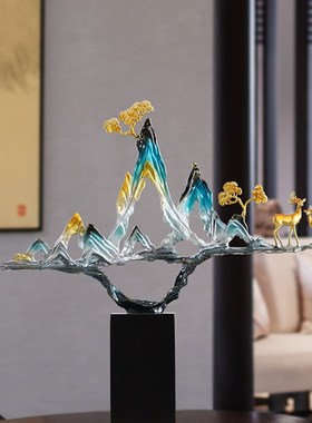 青山富禄饰品工艺新中式高端客厅电视K柜入口办公饰品开幕礼