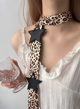 千禧风辣妹黑白波点星星系领带女款个性y2k时尚潮流原宿风配饰品