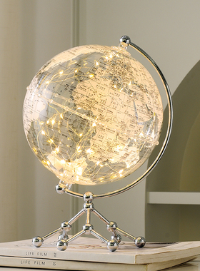 透明地球仪轻奢办公室客厅桌面电视柜酒柜家O居装饰品摆件高级感