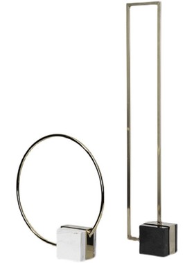 现代简约几何大i理石屏风摆件玄关大客厅软装饰品家居金属桌面摆