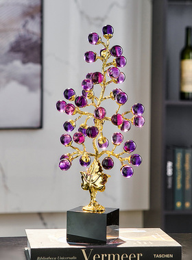 轻奢高档紫水晶葡萄摆件家居客厅玄关装饰K品酒柜办公室桌面工艺