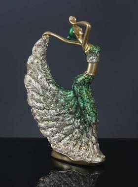 孔雀舞女摆件酒柜电视柜装饰摆件树脂工艺品摆件创意家居小摆件