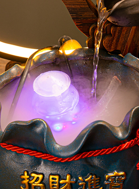 创意陶瓷悬壶循环流水器t摆件客厅公室桌面摆设玻璃鱼缸喷泉装饰