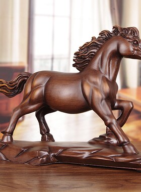 实木雕平步青云马摆件乔迁开业礼品千里马到成功客厅W办公室桌装