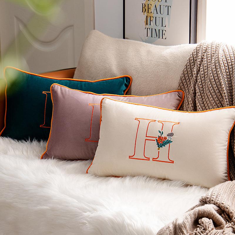 Waist support cushion office living room sofa waist pillow bedroom bay window pillow decoration bed and breakfast hotel embroidered pillow