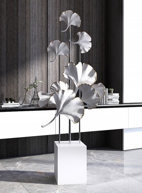 轻奢银杏叶d大型落地摆件家居装饰客厅沙发电视柜旁边乔迁新居礼