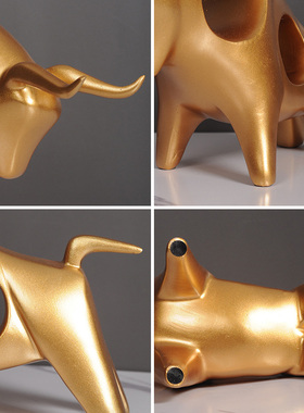 牛摆件简约现代创意酒柜电视柜A办公桌轻奢家居牛气冲天客厅装饰