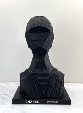 现代简约刻纹半身人物抽象雕塑摆件创意家居样板房客厅软装饰品