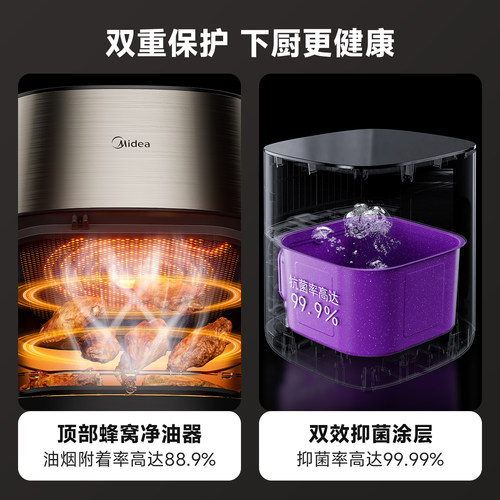 美的炎烤空气炸锅家用双热源大容量电烤箱智能新款多功能炸锅 - 图1