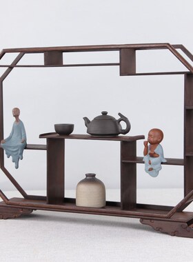 红木博古架摆件鸡翅木展示架多宝阁置物I架古董架茶壶茶具架茶叶