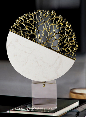 现代轻奢大理石发财树摆t件客厅办公室招财酒柜装饰品乔迁新居礼