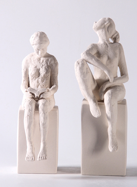 北欧现代陶瓷雕塑人物摆件v居家售楼中心桌面装饰样板间儿童房饰