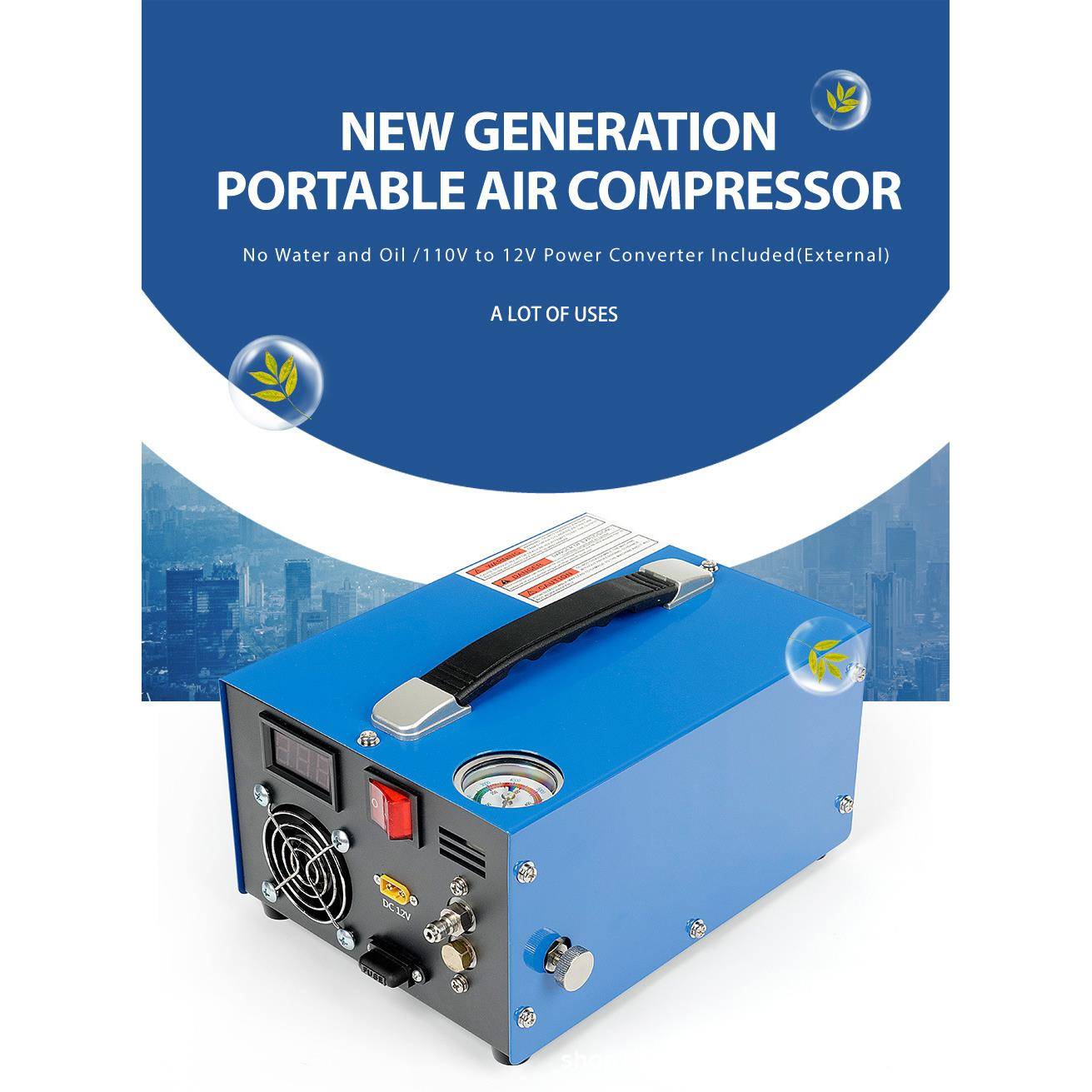 2024款跨境外置220v-110v-12v高压车载打气机30MPA充气泵4500 - 图2