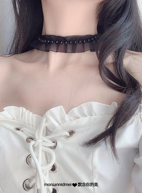 名媛公主风甜美白色蕾丝少女珍珠