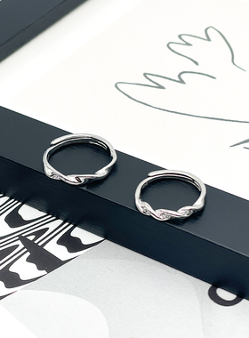 CRIVLA镶钻莫比乌斯情侣戒指男女潮简约扭曲O异地恋开口对戒食指