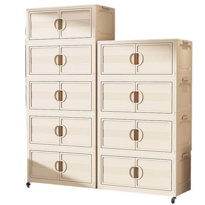 25年新款收纳柜子PP家用卧室免安装折叠多层带轮收纳置物柜储物柜,淘宝优惠券,粉丝福利购,淘宝优惠卷