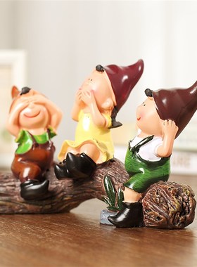 现代家饰树脂装饰品可爱摆件生日礼物三不娃娃不听客厅创意工艺品