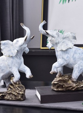 欧式家居饰品客厅树脂大象摆件招财电视柜一对装饰品开业送礼