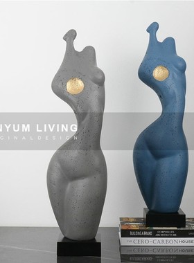 现代简约售楼处大型n抽象人物摆件样板房间客厅软装品雕塑玄关摆