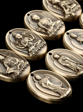 超小号黄铜挂坠适合女士和小孩的吊坠小佛牌纯铜U精雕超精细坠子