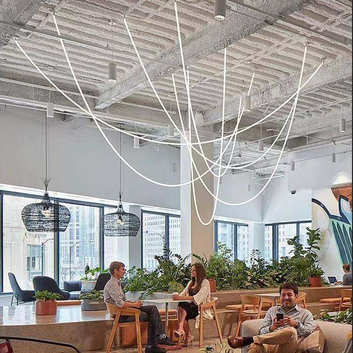 极简线条设计师样板房客厅灯loft挑高别墅楼梯间餐厅餐桌展厅吊灯 - 图2