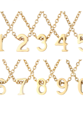 钛钢不掉色项链女款锁骨链简约百搭饰品礼物女友幸运数字DIY吊坠