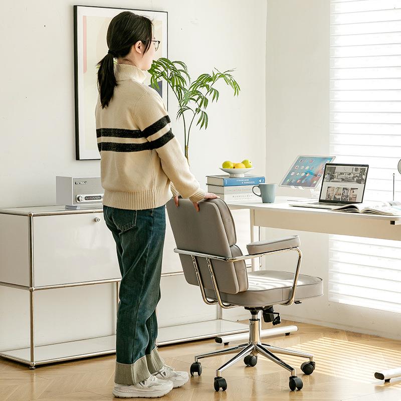 办公椅子家用舒服结实靠椅电脑椅会议椅设计师皮质卧室宿舍 - 图1