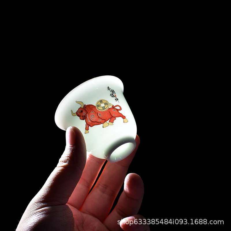 羊脂玉影青茶具套装陶瓷简约办公家用薄胎功夫盖碗茶壶茶杯商务礼,淘宝优惠券,粉丝福利购,淘宝优惠卷