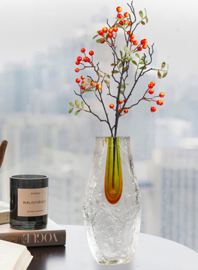 轻奢极简水晶琉璃摆件样板房客厅玄关售楼部O工艺品抽象花瓶装饰