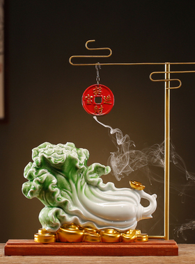 百财如意玉白菜聚福招财s摆件客厅电视酒柜玄关装饰品店铺开业礼