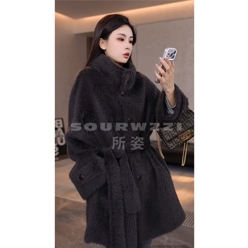 SOURWZZI/所姿新款轻奢羊毛拉绒冬季时尚休闲女士外套SZ-25627,淘宝优惠券,粉丝福利购,淘宝优惠卷
