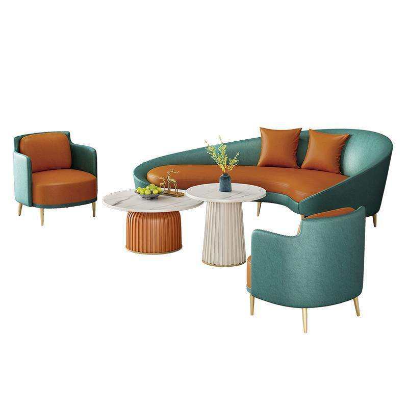 北欧客厅多人位皮艺沙发茶几组合 简约铁艺办公沙发 休闲洽谈沙发,淘宝优惠券,粉丝福利购,淘宝优惠卷