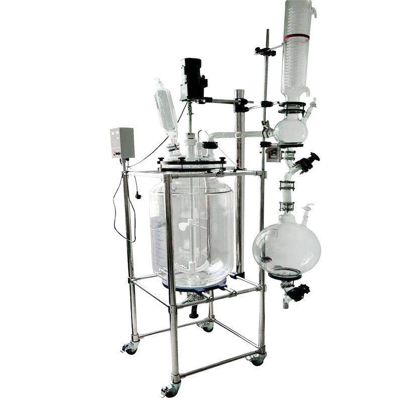 厂家实验室蒸馏萃取夹层玻璃5l反应釜小型双层玻璃反应釜带加热 - 图1